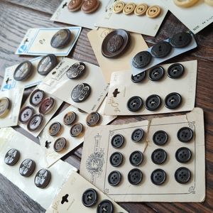 Bundle of Vintage Carded Black, Tan, and Brown Buttons